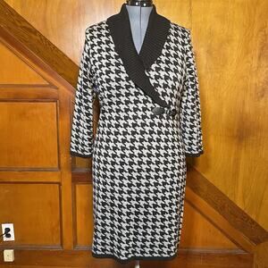 Calvin Klein - Houndstooth Black & White Dress - Dark Academia - Size XL